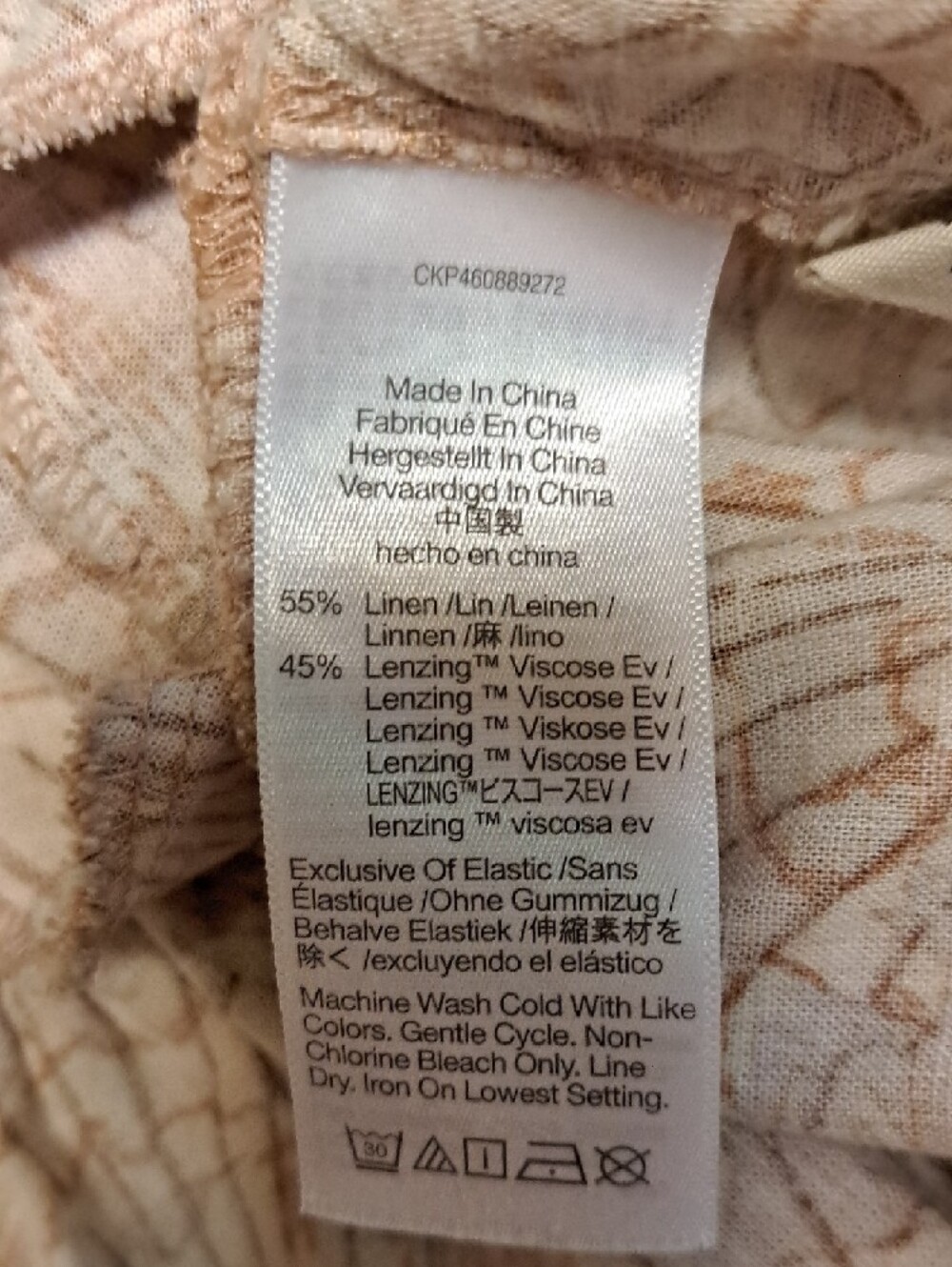 Madewell Lucie Smock Linen Blend Sun Dress with Tan And Pink Leaf Print - Size S - Picture 11 of 12